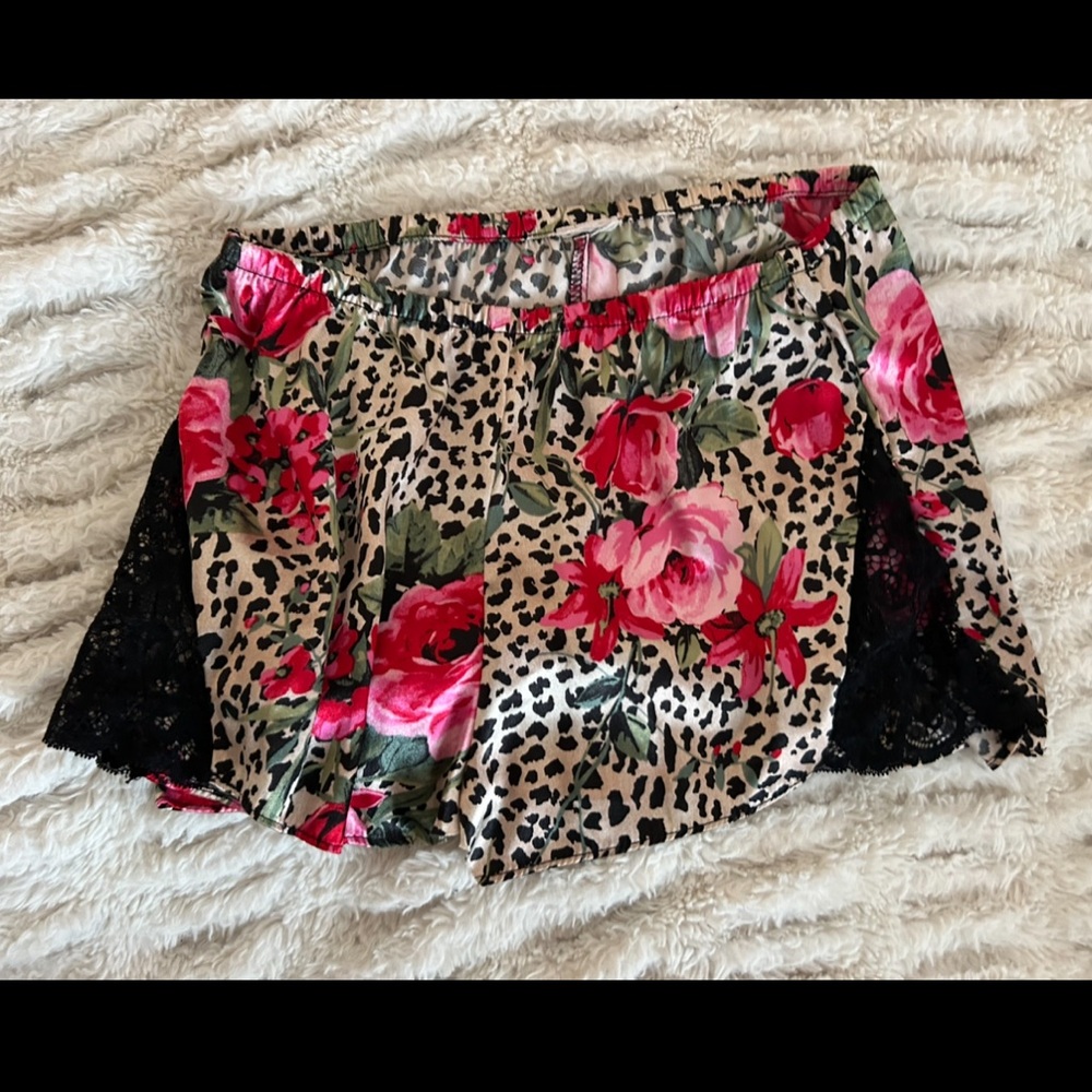 Fashion Nova Floral and Leopard Mini Skirt